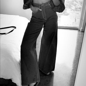 Wide leg- High waist / green pale jeans